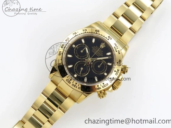 0520 Durable Daytona 116508 QF 1:1 Best Edition Black Dial on YG Bracelet SH4130 V3 (Gain Weight) 1717